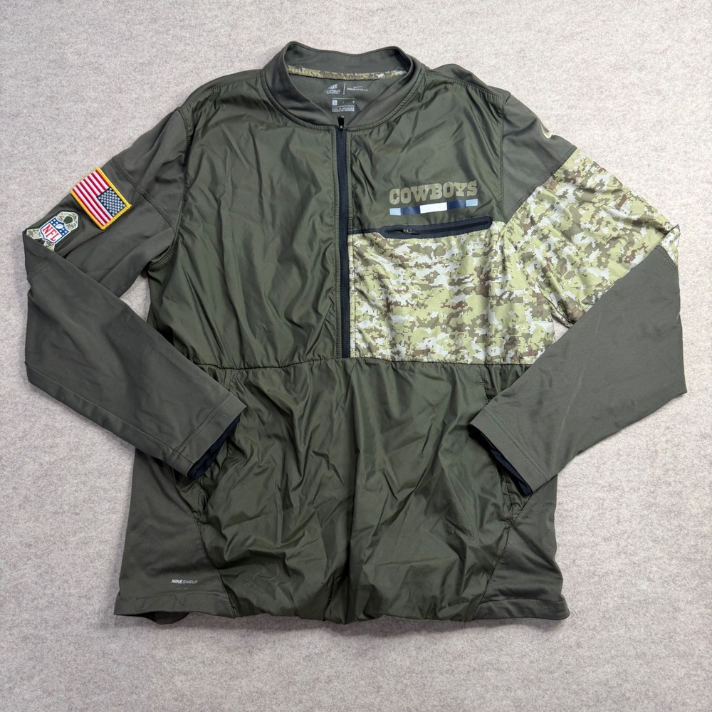 Nike Shield Dallas Cowboys Salute to Service Jacket Mens Large Olive Green Camo
